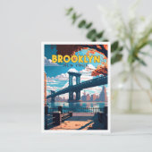 Brooklyn New York vintage reisillustratie Briefkaart (Staand voorkant)