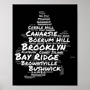 Brooklyn New York Wijken Word Cloud Brookly Poster