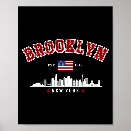 Brooklyn Ney York Est 1816 T Shirt  Poster (Voorkant)