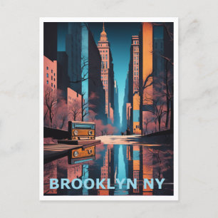 Brooklyn NY Kleurrijk Grafisch Kunstontwerp Briefkaart