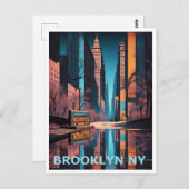 Brooklyn NY Kleurrijk Grafisch Kunstontwerp Briefkaart (Voorkant / Achterkant)