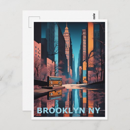 Brooklyn NY Kleurrijk Grafisch Kunstontwerp Briefkaart (Voorkant / Achterkant)