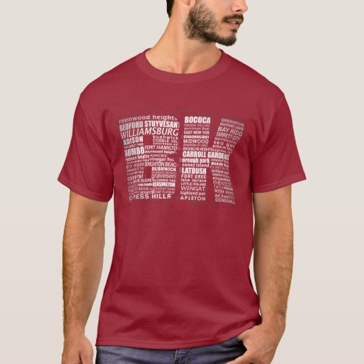 Brooklyn NY, New York Word Art T-shirt (Voorkant)