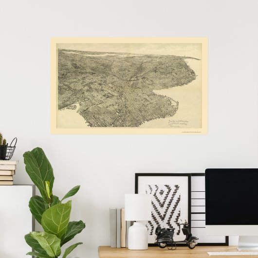 Brooklyn, NY Panoramic Map - 1897 Poster (Thuiskantoor)