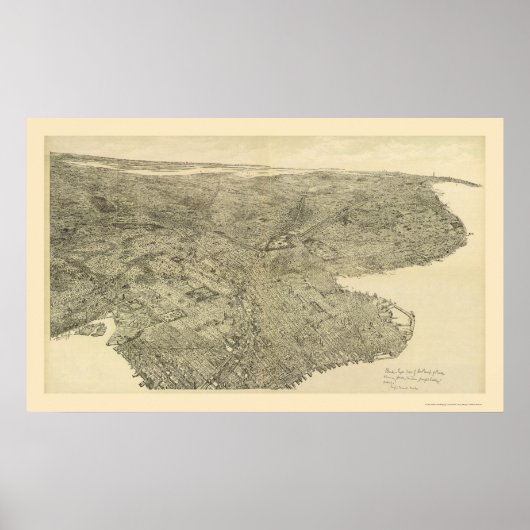 Brooklyn, NY Panoramic Map - 1897 Poster (Voorkant)