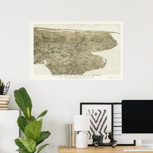 Brooklyn, NY Panoramic Map - 1897 Poster (Thuiskantoor)