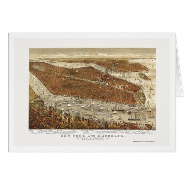 Brooklyn, NY Panoramische kaart - 1877  (Voorkant Horizontaal)