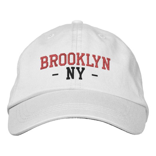 BROOKLYN NY Preppy Rood Zwart op Wit Geborduurde Pet (Voorkant)