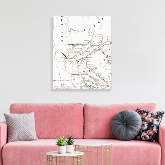 Brooklyn NY Transit System Map (1912) Canvas Afdruk (Insitu (Woonkamer))