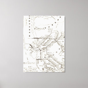 Brooklyn NY Transit System Map (1912) Canvas Afdruk
