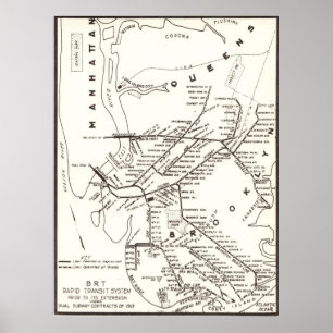 Brooklyn NY Transit System Map (1912) Poster