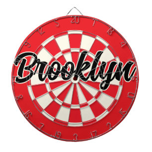 Brooklyn nyc bewerkbare tekst Zwart Rood Wit Retro Dartbord