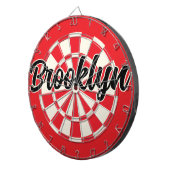 Brooklyn nyc bewerkbare tekst Zwart Rood Wit Retro Dartbord (Voorkant Rechts)
