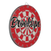 Brooklyn nyc bewerkbare tekst Zwart Rood Wit Retro Dartbord (Voorkant Links)