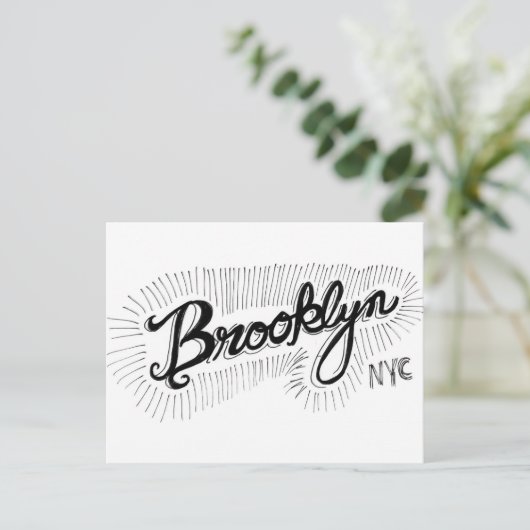 Brooklyn NYC Hand getekend script Briefkaart (Staand voorkant)