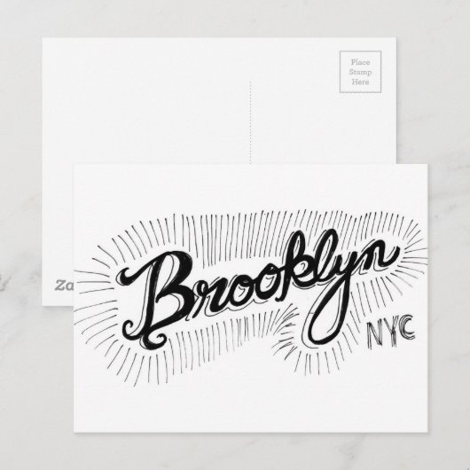 Brooklyn NYC Hand getekend script Briefkaart (Voorkant / Achterkant)