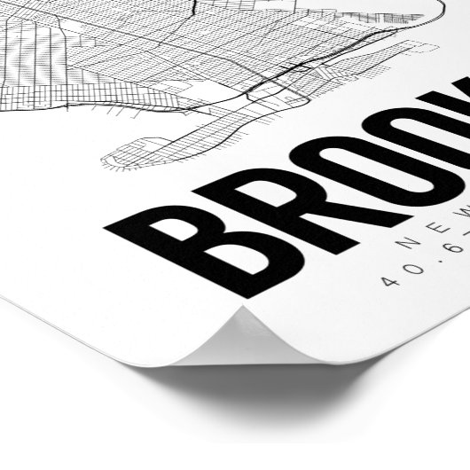Brooklyn NYC Minimalist Map Art Poster (Hoek)