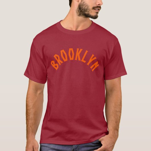 Brooklyn NYC Old School Text shirt - oranje (Voorkant)