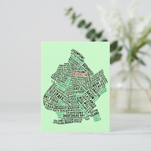 Brooklyn NYC Typografische Map Briefkaart (Staand voorkant)