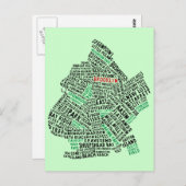 Brooklyn NYC Typografische Map Briefkaart (Voorkant / Achterkant)