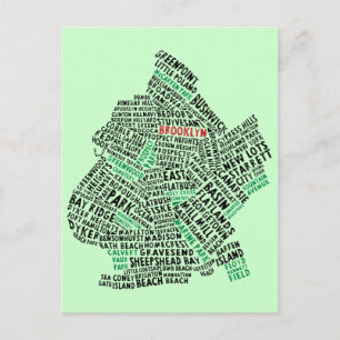 Brooklyn NYC Typografische Map Briefkaart