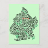 Brooklyn NYC Typografische Map Briefkaart (Voorkant)