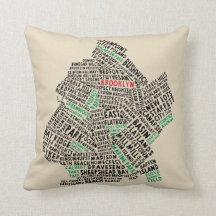 Brooklyn NYC Typografische Map Cushion