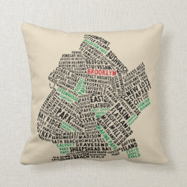 Brooklyn NYC Typografische Map Cushion Kussen