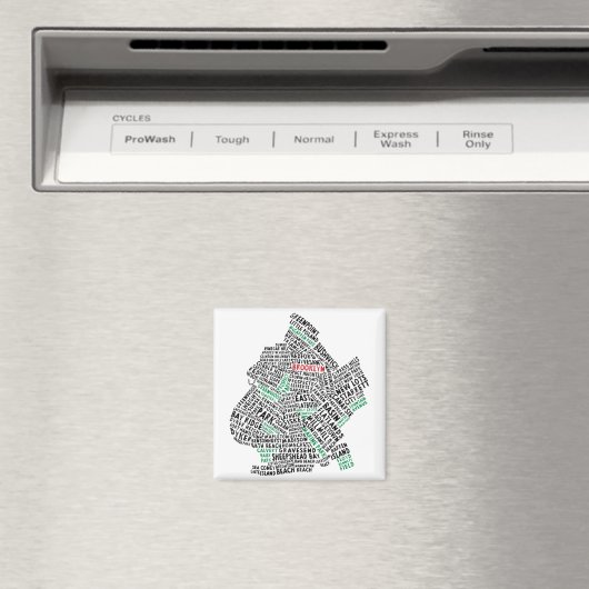 Brooklyn NYC Typografische Map Magneet (Insitu (Vaatwasser))