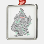 Brooklyn NYC Typografische Map Metalen Ornament (Links)