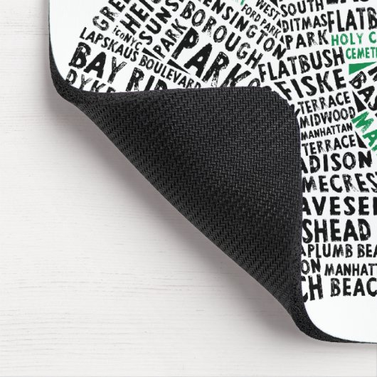 Brooklyn NYC Typografische Map Muismat (Hoek)