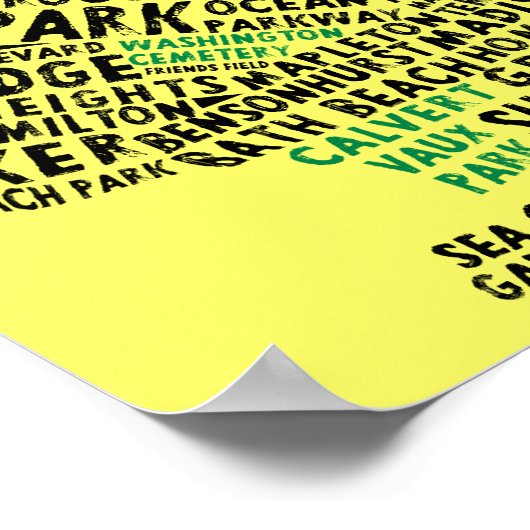 Brooklyn NYC Typografische Map Poster (Hoek)