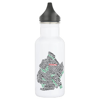 Brooklyn NYC Typography Map Bottle Waterfles