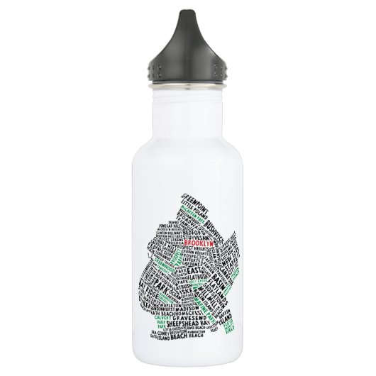 Brooklyn NYC Typography Map Bottle Waterfles (Links)