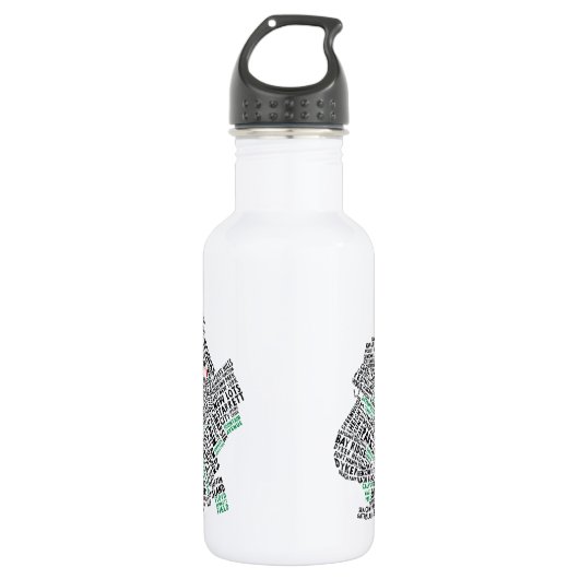 Brooklyn NYC Typography Map Bottle Waterfles (Voorkant)