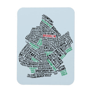 Brooklyn NYC Typography Map Magnet Magneet