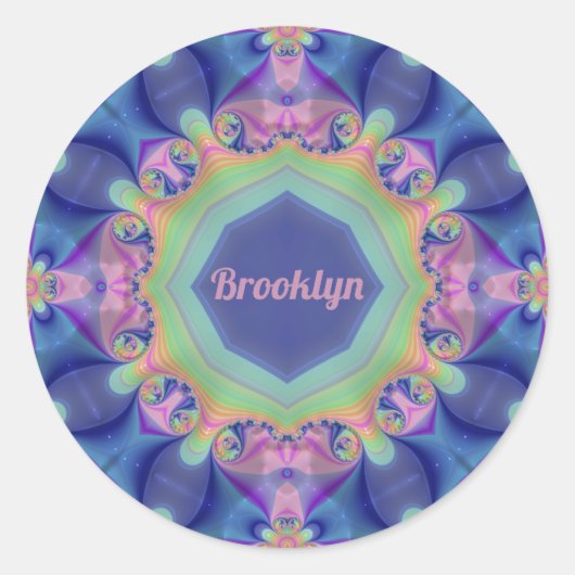 BROOKLYN ~ Pastel Abstract Kaleidoscoop patroon ~ Ronde Sticker (Voorkant)