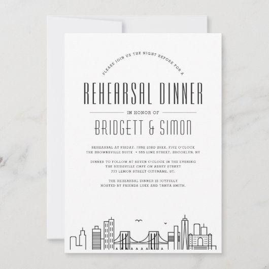Brooklyn repetitie diner | Skyline Invite Kaart (Voorkant)