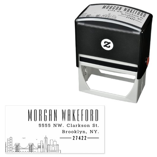 Brooklyn Resident | Moderne Deco skyline Zelfinktende Stempel (In situ)
