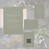 BROOKLYN Sage Modern Wedding Invitation Kaart