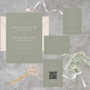 BROOKLYN Sage Modern Wedding Invitation Kaart