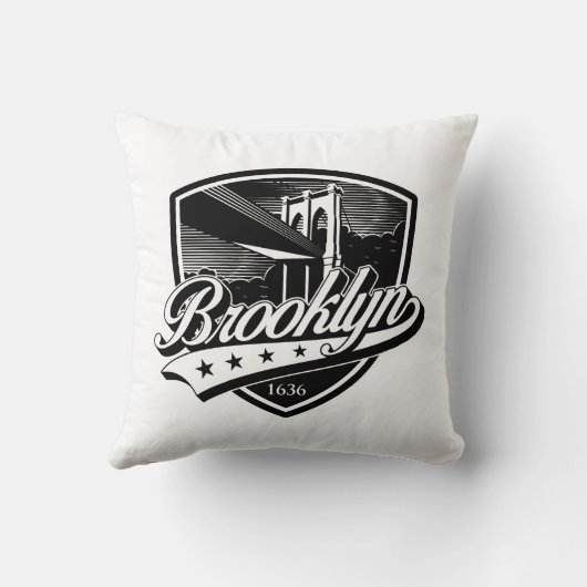 Brooklyn Schild met Swoosh Design Kussen (Achterkant)