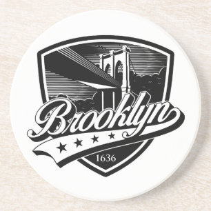 Brooklyn Schild met Swoosh-ontwerp Zandsteen Onderzetter