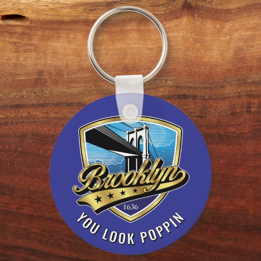 Brooklyn Shield en Swoosh Design Sleutelhanger (Voorkant)