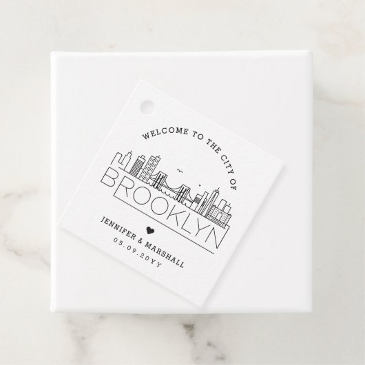 Brooklyn Skyline | Bruiloft Welkom Favor Bedankjes Labels (In situ)