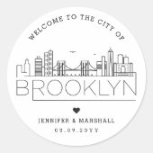 Brooklyn Skyline | Bruiloft Welkom Favor Ronde Sticker (Voorkant)