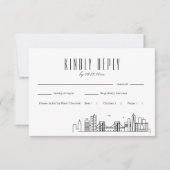 Brooklyn Skyline Wedding RSVP met Maaltijdkeuze (Voorkant)