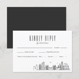 Brooklyn Skyline Wedding RSVP met Maaltijdkeuze Kaartje