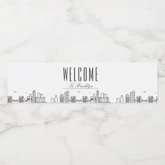 Brooklyn Skyline | Welkomstbericht Waterfles Etiket (Enkel label)