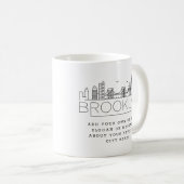 Brooklyn Stylized Skyline | Aangepaste slogan Koffiemok (Voorkant rechts)